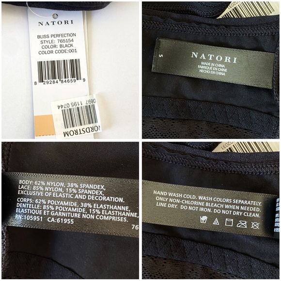 NATORI BLACK BLISS PERFECTION LACE TRIM RACERBACK BRALETTE v-neck bra - Picture 5 of 5